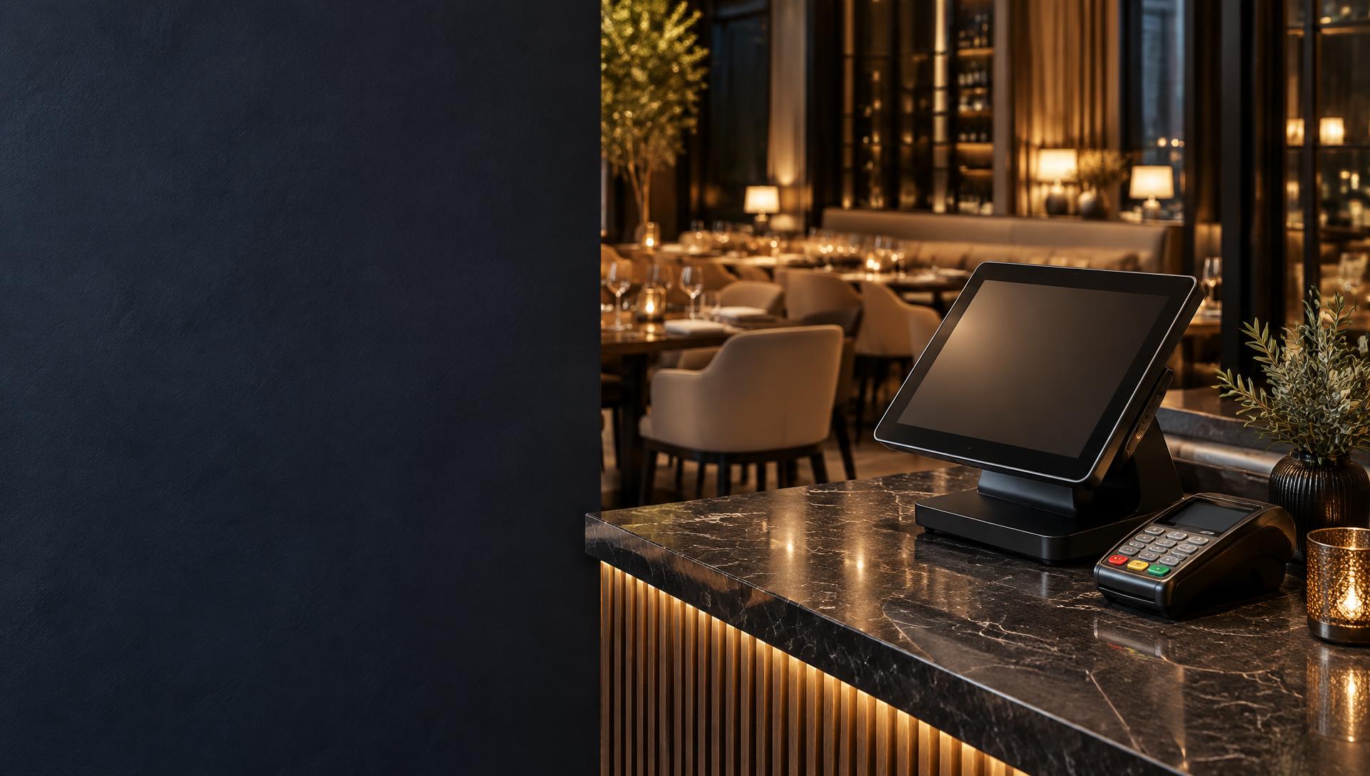 Caisse et terminal de paiement d’un restaurant